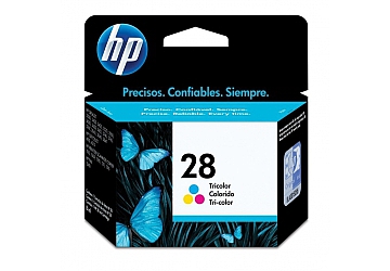 Cartucho Inkjet HP C8728A (#28) color, compatible con DeskJet 3320C, 3325, 3420C, 3425, 3535C, 3550C, 3650C, 3745, 3845, 450 mobile, DeskJet PSC 1315, 2105, 2108, 2110, 2115, 2210, original, rendimiento 190 páginas aprox., contenido 8 ml.