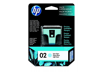 Cartucho Inkjet HP C8774WL (#02) cyan claro, compatible con Photosmart 3108, 3110, 3210, 3310 All in One Series, C5100 All in One Series, C5180, 7180 All in One Series, 8200 Series, 8250, 8230, C6180, C6280, C7280, D7160, D7360, original, contenido 6 ml. Rendimiento 350 pag. aprox.