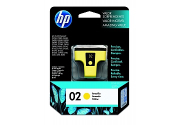 Cartucho Inkjet HP C8773WL (#02) amarillo, compatible con Photosmart 3108, 3110, 3210, 3310 All in One Series, C5100 All in One Series, C5180, 7180 All in One Series, 8200 Series, 8250, 8230, C6180, C6280, C7280, D7160, D7360, original, contenido 6 ml. Rendimiento 350 pag. aprox.