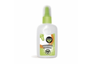 Adhesivo sintético Pizzini x 50 ml, pegamento líquido y transparente con bolilla dosificadora.