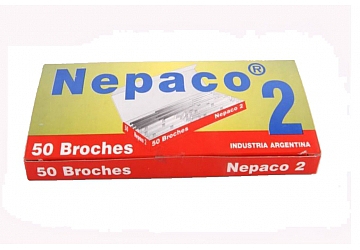 Broche Nepaco metálico Nro.2. broche sujetador metálico para carpetas internas de cartulina, sujeta 300 hojas de 80 grs. cada una