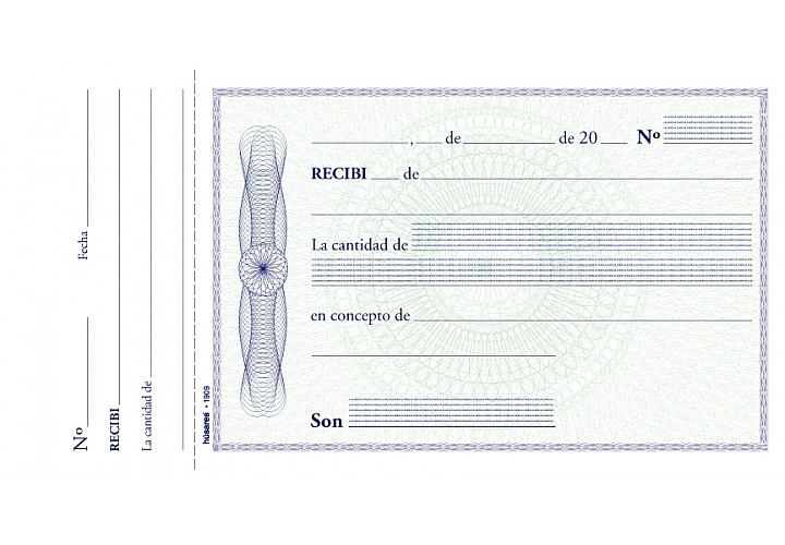 Recibo chico Husares 14.5 x 7.5 cm 40 hojas (1909) en
