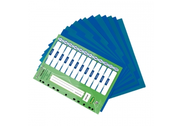 Separador plástico Carta/A4, 12 posiciones de diferentes colores, Polipropileno, en forma de indice, 150 micrones, múltiples perforaciones