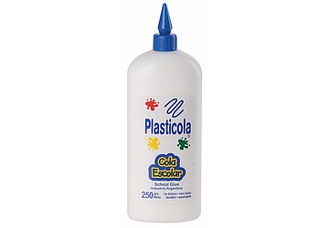 Adhesivo vinilico Plasticola x 250 grs. cola blanca, lavable 