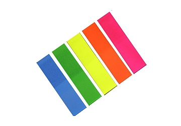 Banderitas señaladoras adhesivas 125 unidades, 25 banderitas x color, 5 colores, 50 mm x 12 mm. Colores fluorescentes