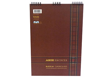 Block Arte Escoces con espiral A4 cuadriculado, 70 hojas micropuntilladas