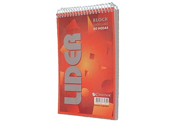Block Lider con espiral esquelita cuadriculado, 80 hojas. Formato A6