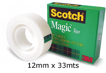 Cinta adhesiva Scotch mágica Nro. 810 12 mm x 33 mts, se puede escribir sobre ella con bolígrafo o lápiz