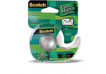 Cinta adhesiva Scotch magica con racionador 19 mm x 15.2 mts, con racionador, se puede escribir sobre ella con bolígrafo o lápiz