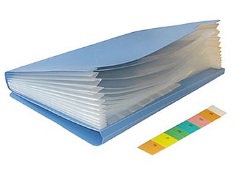 Clasificador plastico A4, expandible, con elastico, 12 divisiones