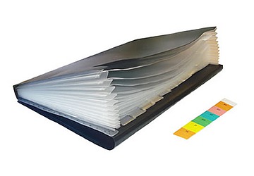 Clasificador plastico oficio, expandible, con elastico, 12 divisiones