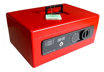 Cofre de seguridad  portavalores SR-61 con bandeja plastica, separador de billetes y monedas y combinacion digitos, 35 x 24 x 15 cm (ancho, largo y alto). Colores no elegibles