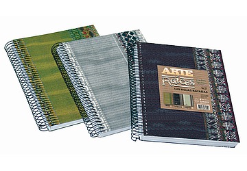 Cuaderno Arte Raices  tapa dura c/espiral de 16x21, rayado,  de 120  hojas sin troquelar