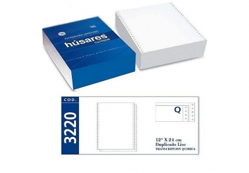Formulario continuo liso Husares de 12 pulgadas x 24 cm Duplicado, transcripcion quimica (3220) x 500 hojas