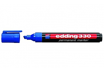 Marcador Edding 330 de punta chanfleada.Trazo ancho y variable, tinta permanente al solvente. Punta 1.5 - 3 mm 