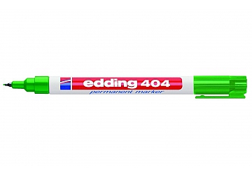 Marcador Edding 404 para cd y transparencias. tinta permanente y cuerpo metalico recargable. punta extra fina, se carateriza por su olor fuerte y su eficacia (opacidad y secado rápido). Punta 0.75 mm
