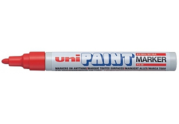 Marcador Uni-Ball de tinta al aceite PX-20, opaco con punta mediana y conica  (2.2-2.8mm) y cónica, para escribir, pintar y marcar en casi todo tipo de materiales, como madera, cuero, vidrio o plástico. Secado rápido con un efecto de laqueado, resistente a la luz, al roce y al calor