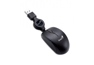 Mouse óptico Genius Micro Traveler con cable retraible, conector USB, Scroll.