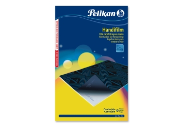 Papel carbónico Pelikan HandFilm azul x 10 unidades, para mano con base de film de polietileno. Rendimiento y nitidez prolongados. Tamaño oficio. 
