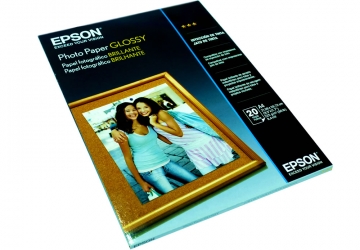Papel especial Epson Photo Paper Glossy A4, x 20 hojas, S041140, grosor: 9 mil, 225 grs. con un acabado exclusivo brillante perfecto para imprimir folletos, fotografías, hojas de contacto, presentaciones profesionales, etc. Compatible con Ink Jet