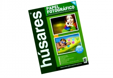 Papel Fotografico Husares High Quality A4, 150 grs, para impresoras Inkjet. Tecnologia Microporos. Resistente al agua. Secado Instantaneo. Compatible con tintas Dye. 