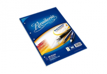 Hojas Rivadavia A4 rayadas x 48 hojas. Banda Protectora en el dorso de las hojas, refuerza las perforaciones.