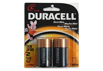 Pila Duracell alcalina C mediana  x 2 unidades