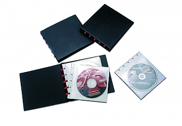 Porta CD, Frente y base laminas de PPP de 700 micrones de espesor. Interior 10 folios desmontables. No daña el CD. Mecanismo de anillos plásticos. Medida: 17 x 15.5 cm