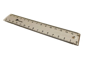 Regla acrílica Pizzini de 15 cm. Escala inalterable grabada en caliente. Con doble bisel.