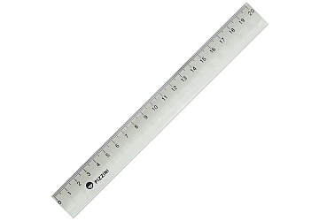 Regla acrílica Pizzini de 20 cm. Escala inalterable grabada en caliente. Con doble bisel.
