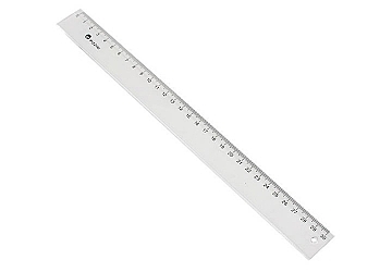 Regla acrílica Pizzini de 30 cm. Escala inalterable grabada en caliente. Con doble bisel.