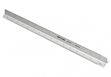 Escalimetro Pizzini 170/1 30 cm. Escalas 1:20 1:50 1:100 1:25 1:75 1:125. Triangular. Escala inalterale grabada en caliente.