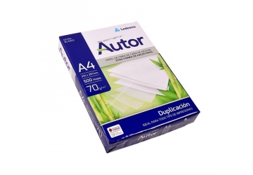 Resma Autor A4, 70 grs, x 500 hojas, color ultra blanco, papel multipropósito para fotocopias y duplicaciones, 21 x 29.7
