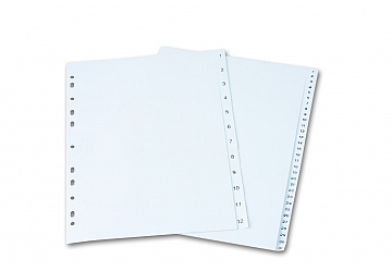 Separador plastico Clingsor Numerado A4 12 posiciones, PVC 200 micrones.