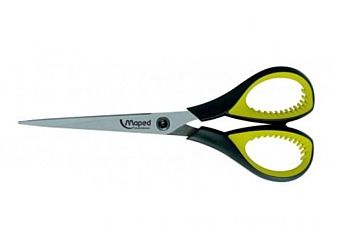 Tijera Maped Zenoa mediana de acero, mango plástico de color, 17cm, asimetrica