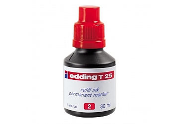 Tinta para marcador permanente Edding T25, frasco x 30 ml. Se utiliza en marcadores Edding 300 - 310 - 320 - 330 - 390 - 400 - 404 - 850