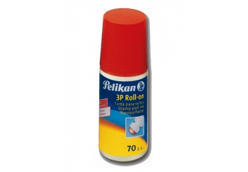 Tinta para sellos 3P Roll On Pelikan. Sin aceite. Exenta de sustancias toxicas. Frasco plastico de 70 cc. Con sistema a bolilla que permite un prolijo, practivo y limpio entintado sobre la almohadilla. Con borde colector especial que evita derrames de tinta 