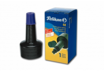 Tinta para sellos 4k Pelikan. Sin aceite. Exenta de sustancias toxicas. Ideal para recarga de almohadillas tradicionales y de sellos automaticos. Frasco de 28 cc