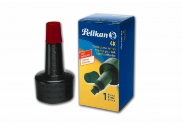 Tinta para sellos 4k Pelikan. Sin aceite. Exenta de sustancias toxicas. Ideal para recarga de almohadillas tradicionales y de sellos automaticos. Frasco de 28 cc