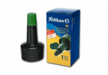 Tinta para sellos 4k Pelikan. Sin aceite. Exenta de sustancias toxicas. Ideal para recarga de almohadillas tradicionales y de sellos automaticos. Frasco de 28 cc