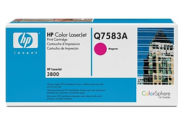 Toner HP Q7583A, compatible con LaserJet Color CP3505 (serie) / 3800 (serie), original, Color magenta, rendimiento 6000 páginas