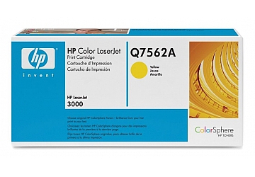 Toner HP Q7562A, compatible con LaserJet Color 3000 serie, original, Color amarillo, rendimiento 3500 páginas