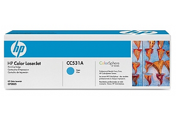 Toner HP CC531A cyan, compatible con LaserJet CP2025 / CM2320, original. Rendimiento 2800 paginas aprox 